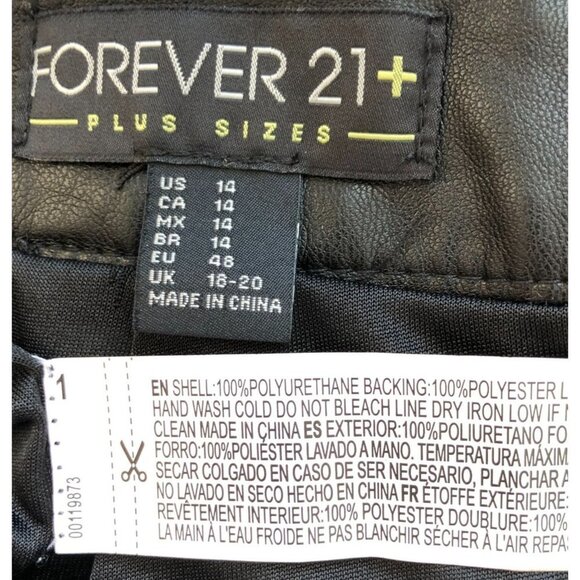 Forever 21 Black Faux Leather Floral Embroidered Hem Skirt Women Plus Size 14 - Picture 6 of 9